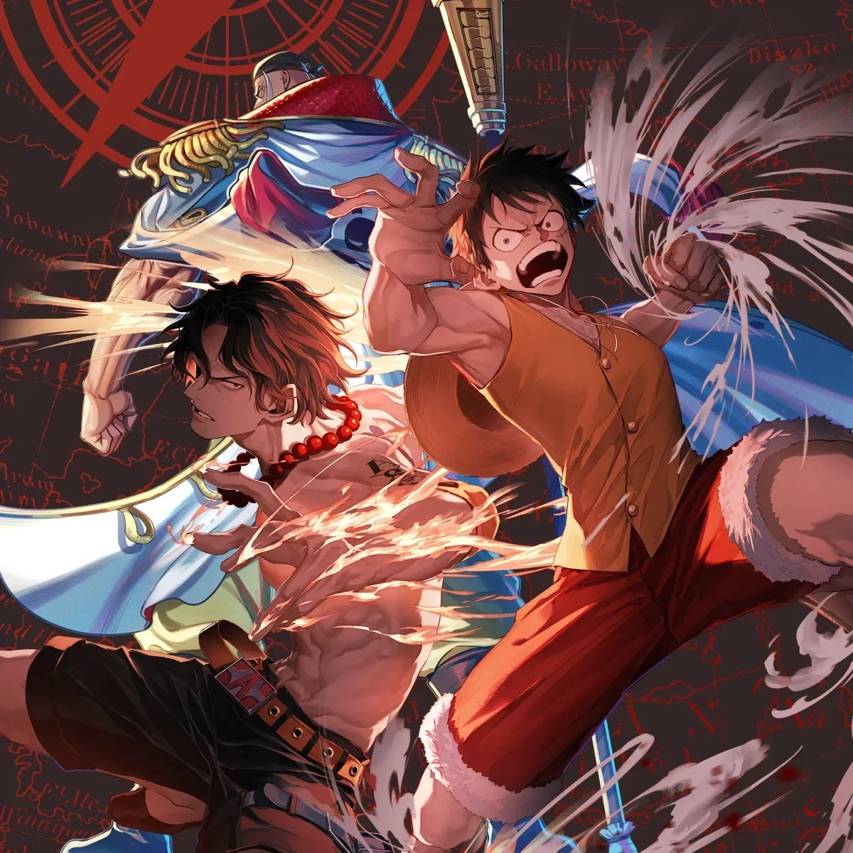 Illustration One Piece Luffy & Ace · OP-16