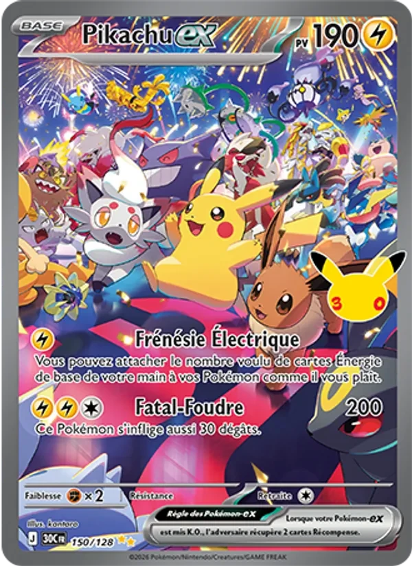 Carte Pikachu-ex 30e Anniversaire 150/161