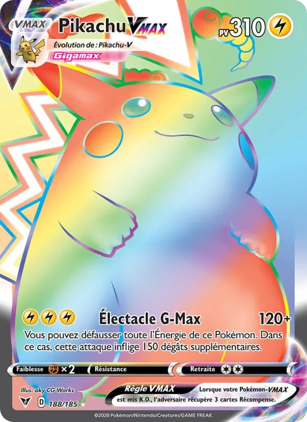 Carte Pikachu VMAX arc-en-ciel, Voltage Éclatant